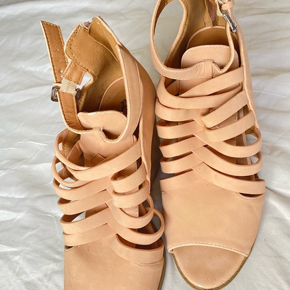 Qupid Nude Strappy Heels
